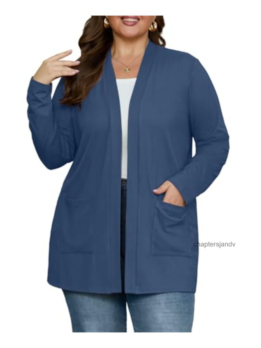 Plus Size Cardigan Lightweight Open Front with Pockets Women